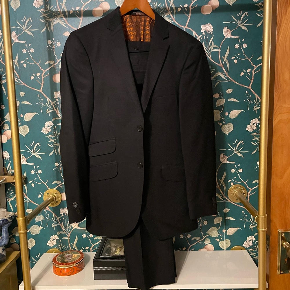 Beautiful black Ben Sherman suit with orange lining